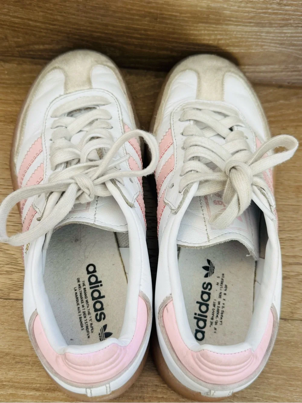 adidas Kids White and Pink Samba Sneakers